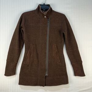 Title Nine Wool Blend Sweater Jacket Brown Knit Full Zip Women’s Size X-Small